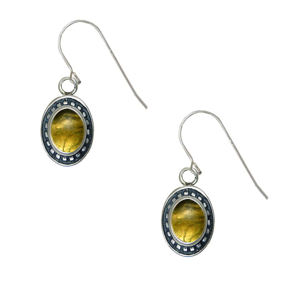 Sterling Silver Citrine Gemstone Drop Dangle Earrings